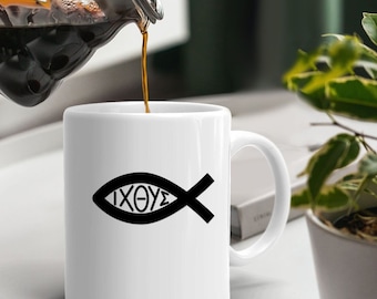 Christliche Tasse, Symbol des Christentums, Kaffeetasse. Tolles Geschenk für eure Kirchenfreunde. Jesus ist König. Jesus rettet