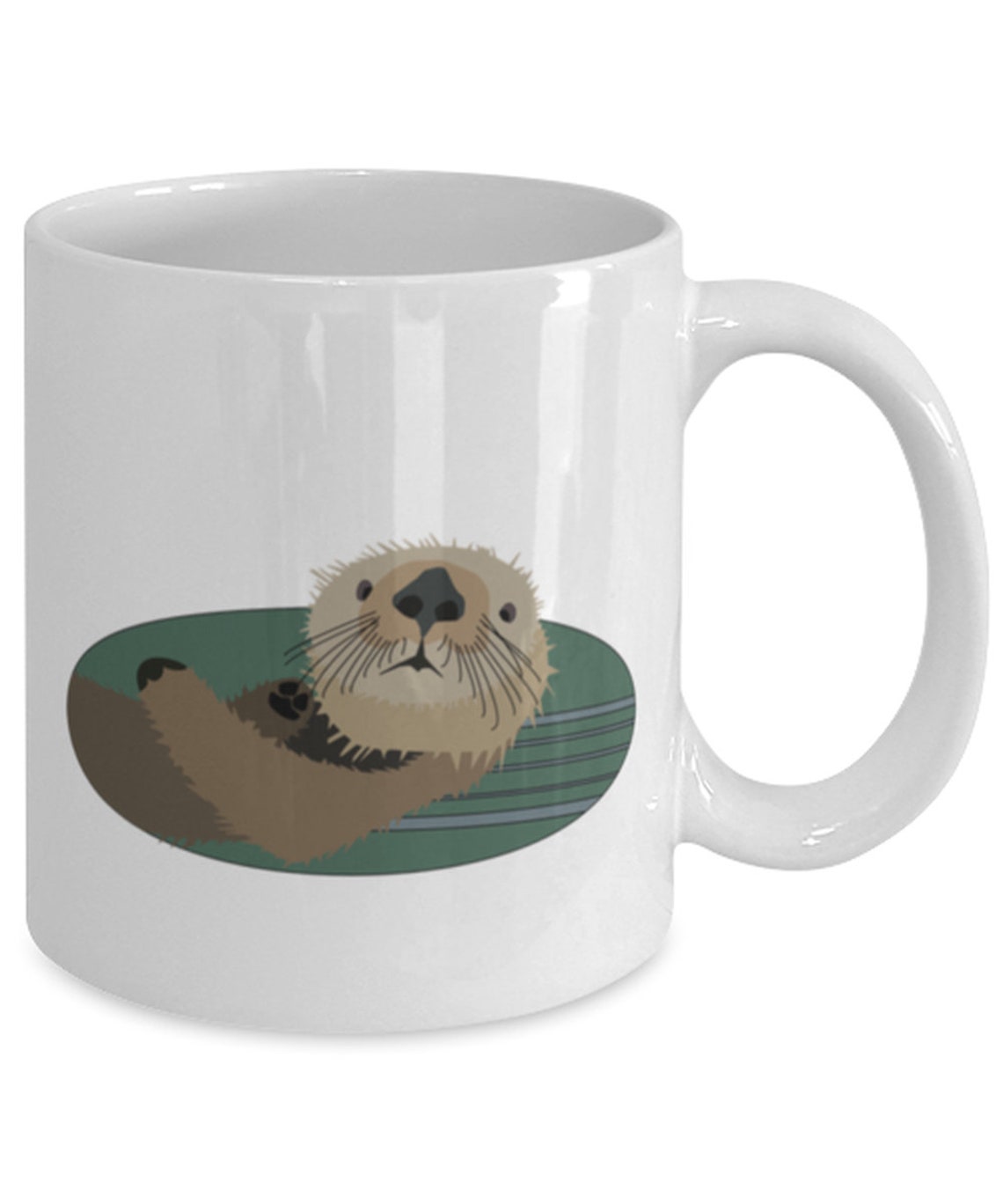 Cute Otter Mug Swimming Otter White 11 Oz Ceramic Coffee Etsy