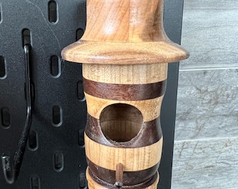 Maple and Black Walnut Handcrafted Wooden Hummingbird House by Artist Face