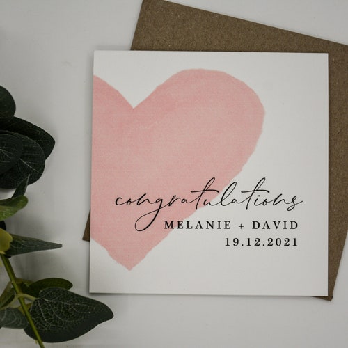 Personalised Wedding Card & Envelope. 12.5cm Square Card. Etsy Australia