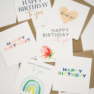 5 Square assorted gift cards and envelopes. 5 pack. 12.5 x 12.5cm. Choose designs. Birthday cards. Sympathy cards. Thank you cards.