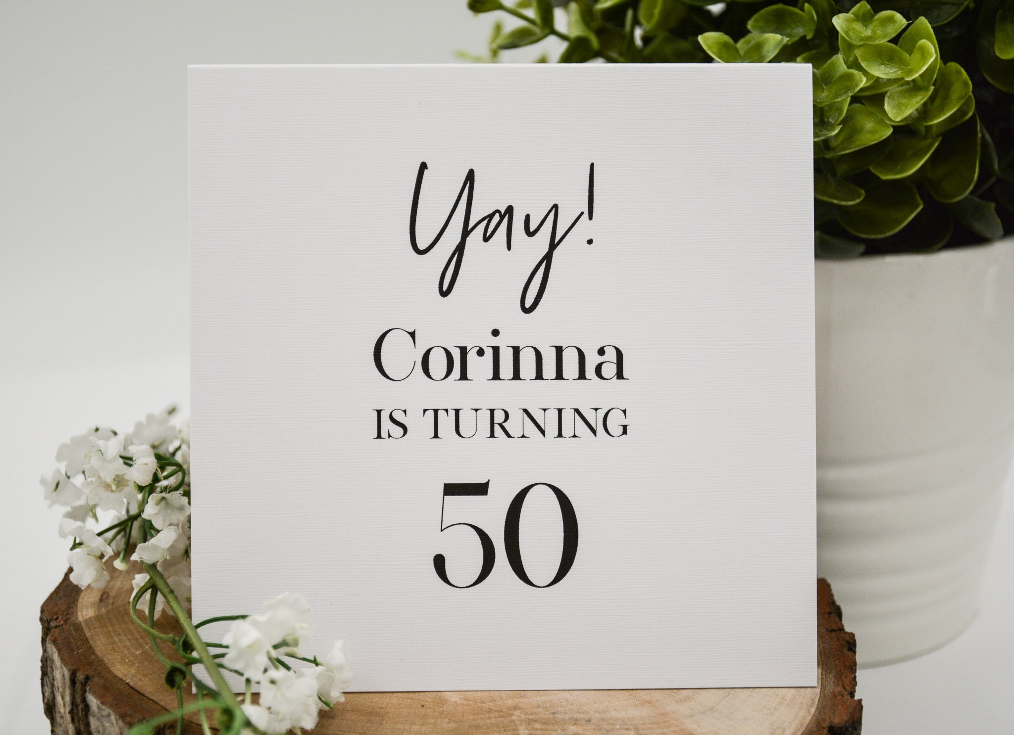 Personalised square gift card. 12.5 x 12.5cm. Customised black Etsy