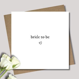 Bride to be card & envelope. Bridal shower. Kitchen Tea. Hens card. Black and white heart card. Minimal. 12.5cm square card.