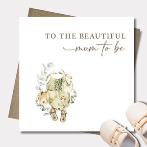 Mum to be card & envelope. Baby shower. Watercolour rustic card. Nursery. Boho. 12.5cm square card.