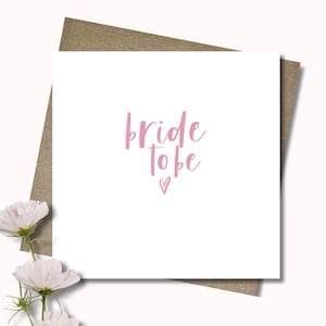 Bride to be card & envelope. Bridal shower. Kitchen Tea. Hens card. Pink heart card. Minimal. 12.5cm square card.