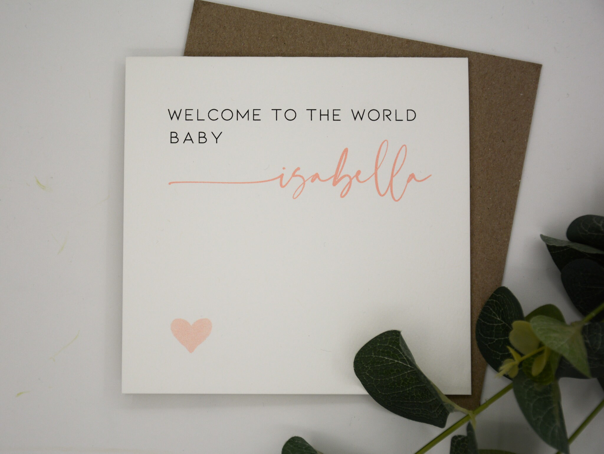 Personalised new baby card & envelope. 12.5 x 12.5cm square card. Cus…