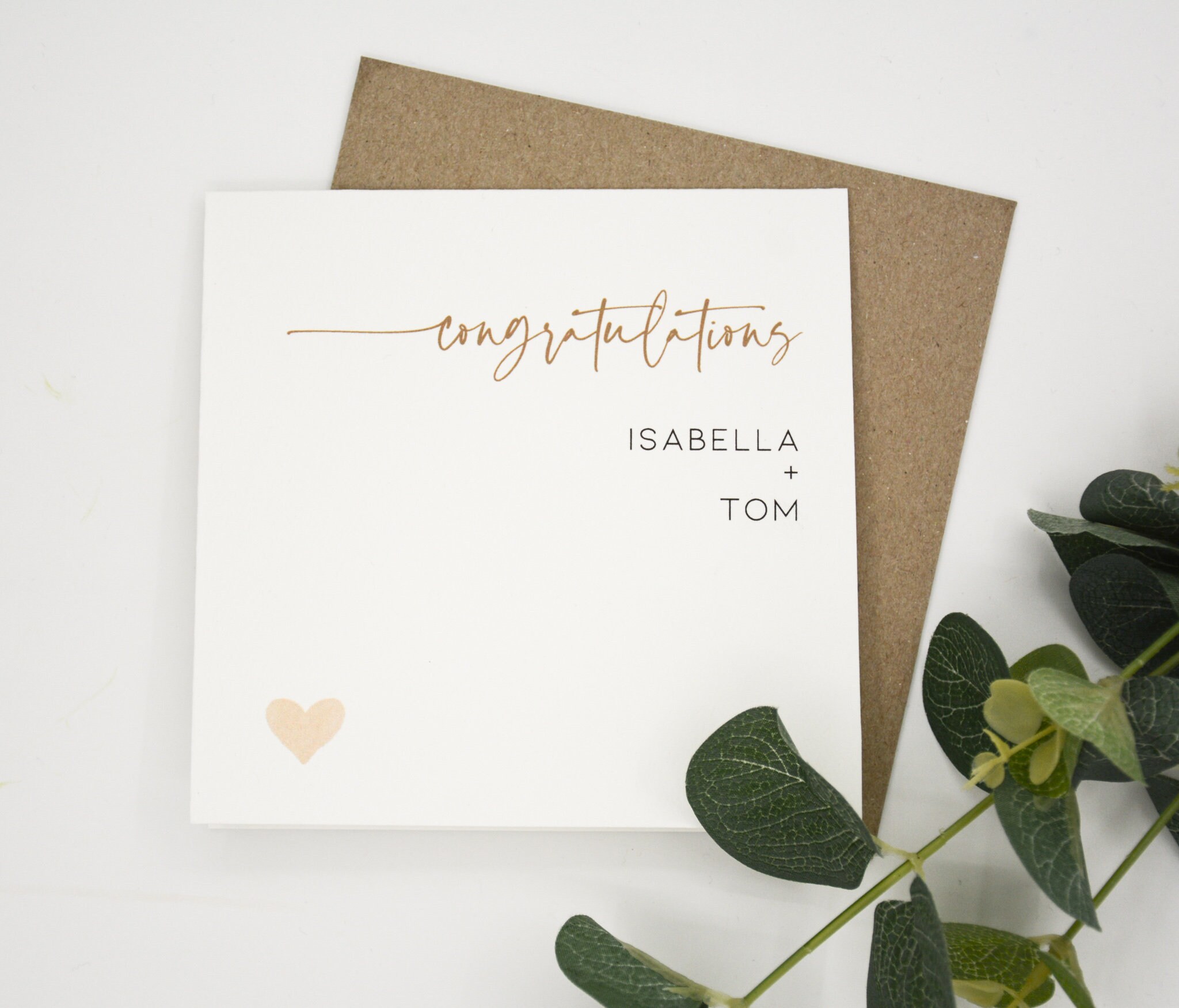 Personalised wedding card & envelope. 12.5 x 12.5cm square card. Cust…