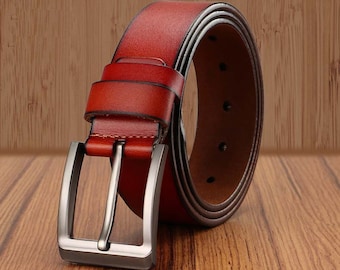 Leather Belt Dark Brown Leather Belt Black Leather Belt Red Leather Belt Gift for Him,Gift for Boyfriend, Gift for Dad Styled B