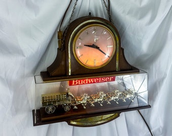 1980s Budweiser Pub Lamp With Clock - Etsy