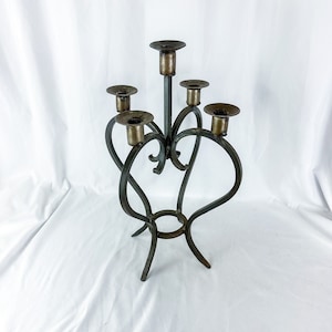 Vintage Hand-Crafted Wrought Iron Candelabra