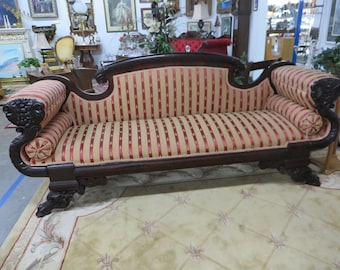 Antique Circa 1830 s Empire Striped Upholstery Sofa Local Pickup in SC only