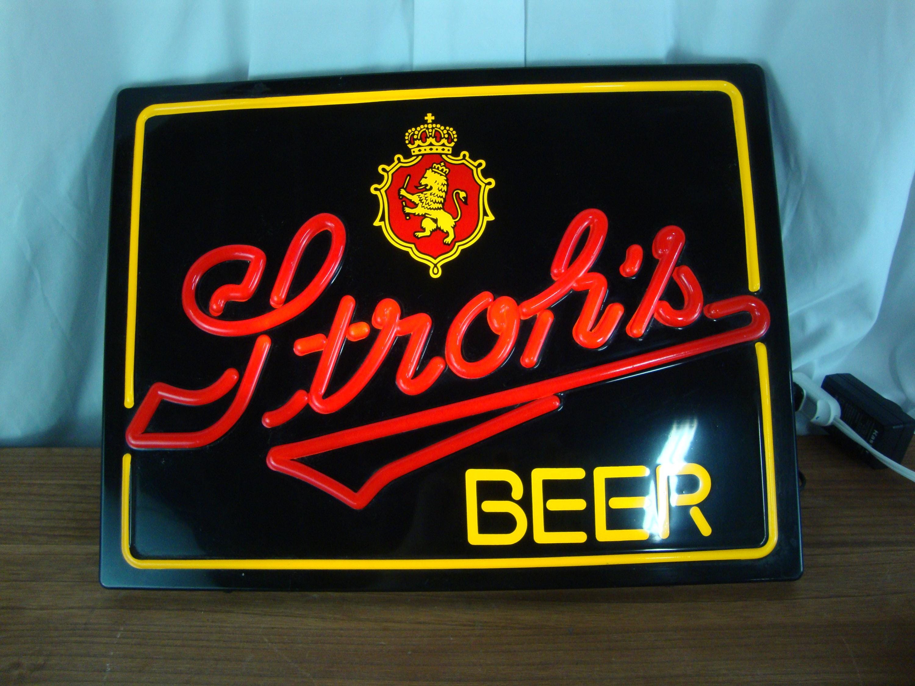 STROH LIGHT BEER★ナイトライトサイン看板★ビンテージUSA照明 Stroh's BEER ビンテージ ネオンデザイン ライトサイン ｜ glow