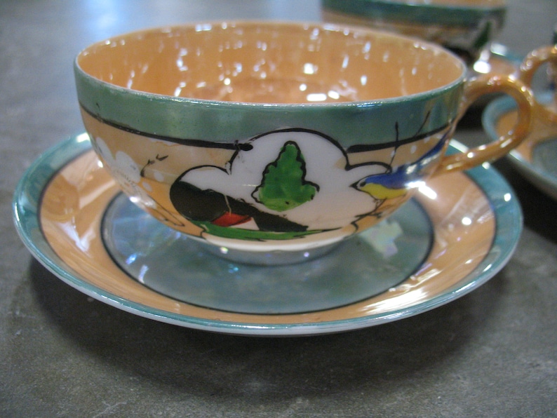 Vintage Lusterware Made in Japan Handpainted Tea Set Etsy