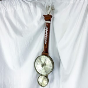 1960s Airguide Mahogany Model 256 Eagle Banjo-Style Weather Station