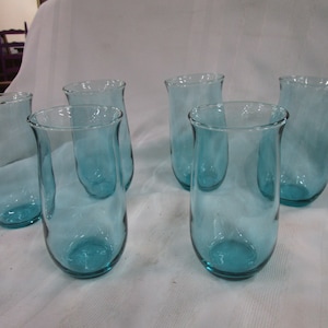 Vintage Turquoise Aqua Glass Beverage Tumblers Set of 6