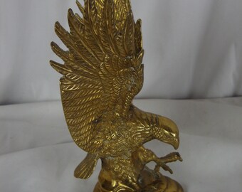 Vintage Brass Eagle Landing Table Bird Figurine
