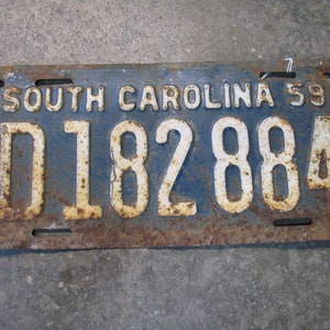 1959 South Carolina D182884 Blue Automobile License Plate