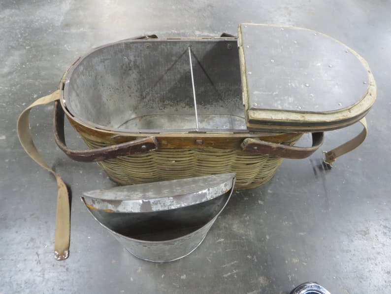 Antique Hawkeye Brand Picnic Basket Refrigerator Cooler