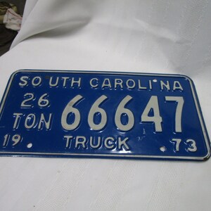 1973 South Carolina 26 Ton Truck 66647 Car Tag Automobile License Plate