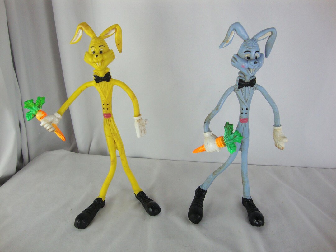Vintage Bendable Bunny Rabbit With Carrot Set of 2 Figures - Etsy