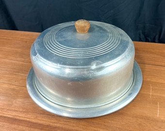Vintage "Kr... Enduring" Metal Cake/Pie Plate and Dome