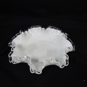 Vintage Fenton Silver Crest Ruffled Edge Decor Trinket Bowl Dish