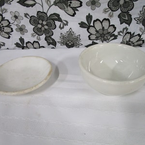 Antique Greenwood China Stoneware Saucer and Unmarked Stoneware Small Bowl