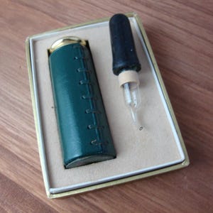 Vintage Jean Patou Joy French Perfume with Green Leather Holder and Dropper