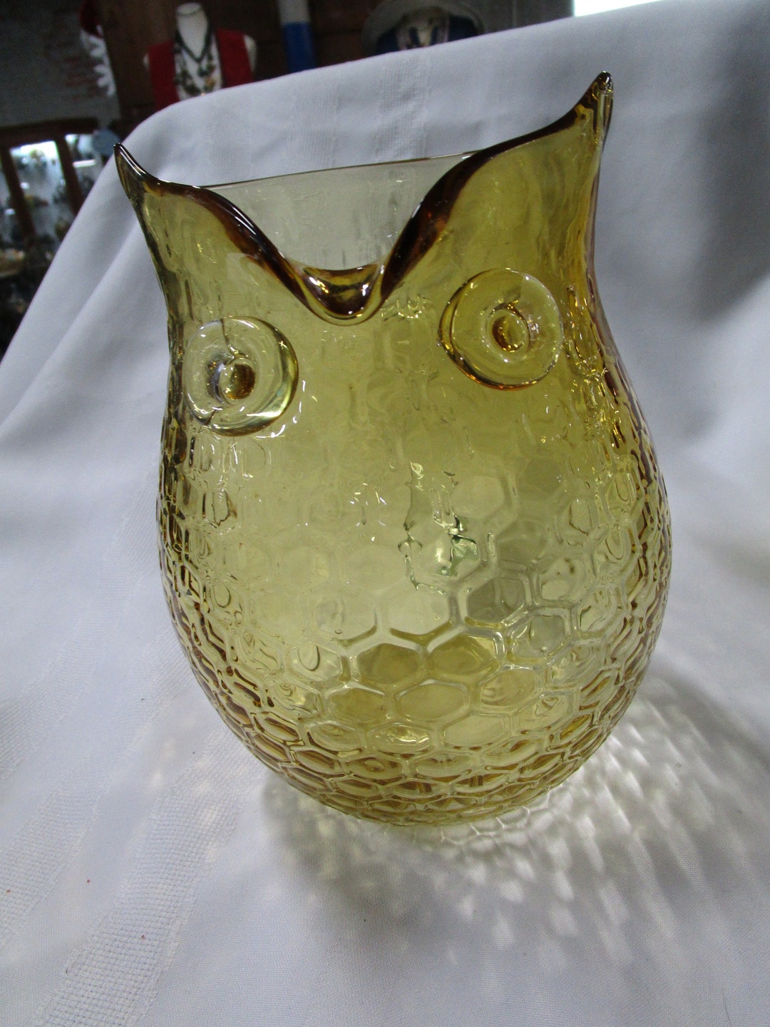 Trautman Amber Glass Owl Pitcher Etsy