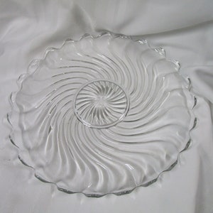 Vintage Fostoria Colony Swirl Clear Glass Torte Plate Platter