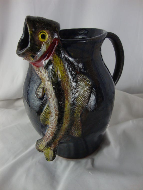 Mike Craven Folk Art Pottery Trout Spout Pitcher - Etsy