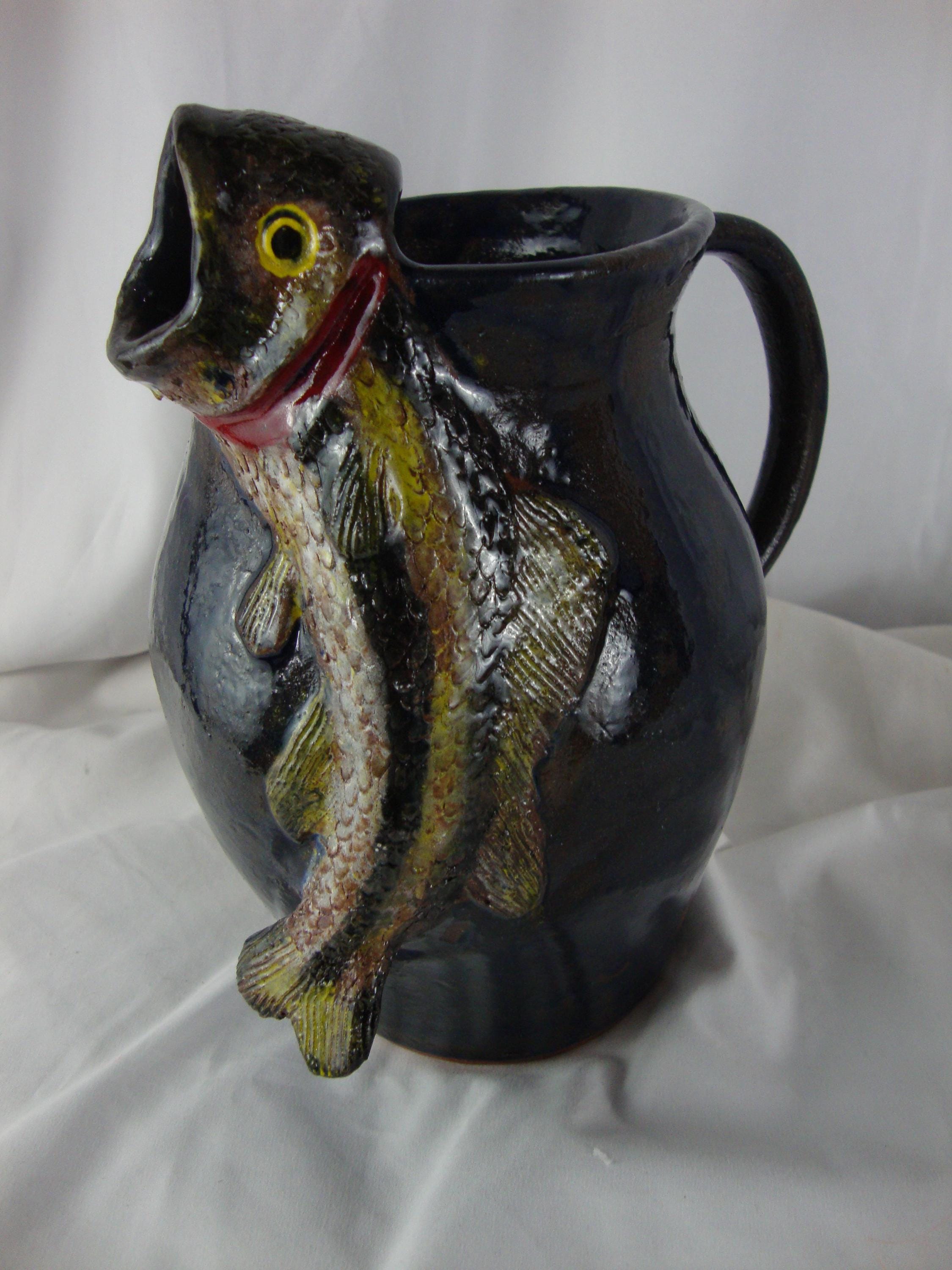Mike Craven Folk Art Pottery Trout Spout Pitcher - Etsy