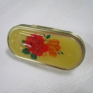 1960&#39;s Stratton Rose Lipstick Tube Holder with Mirror