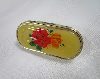 1960&#39;s Stratton Rose Lipstick Tube Holder with Mirror
