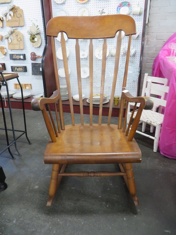Vintage Wooden Rocking Chair Etsy image 0 - Vintage Wooden Rocking Chair Etsy