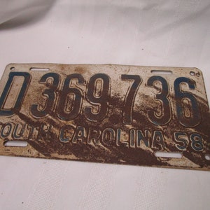 1958 South Carolina D369736 Car Tag Automobile License Plate
