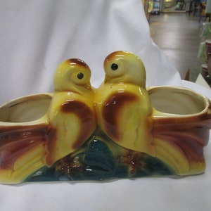 Vintage Love Birds Ceramic Double Planter