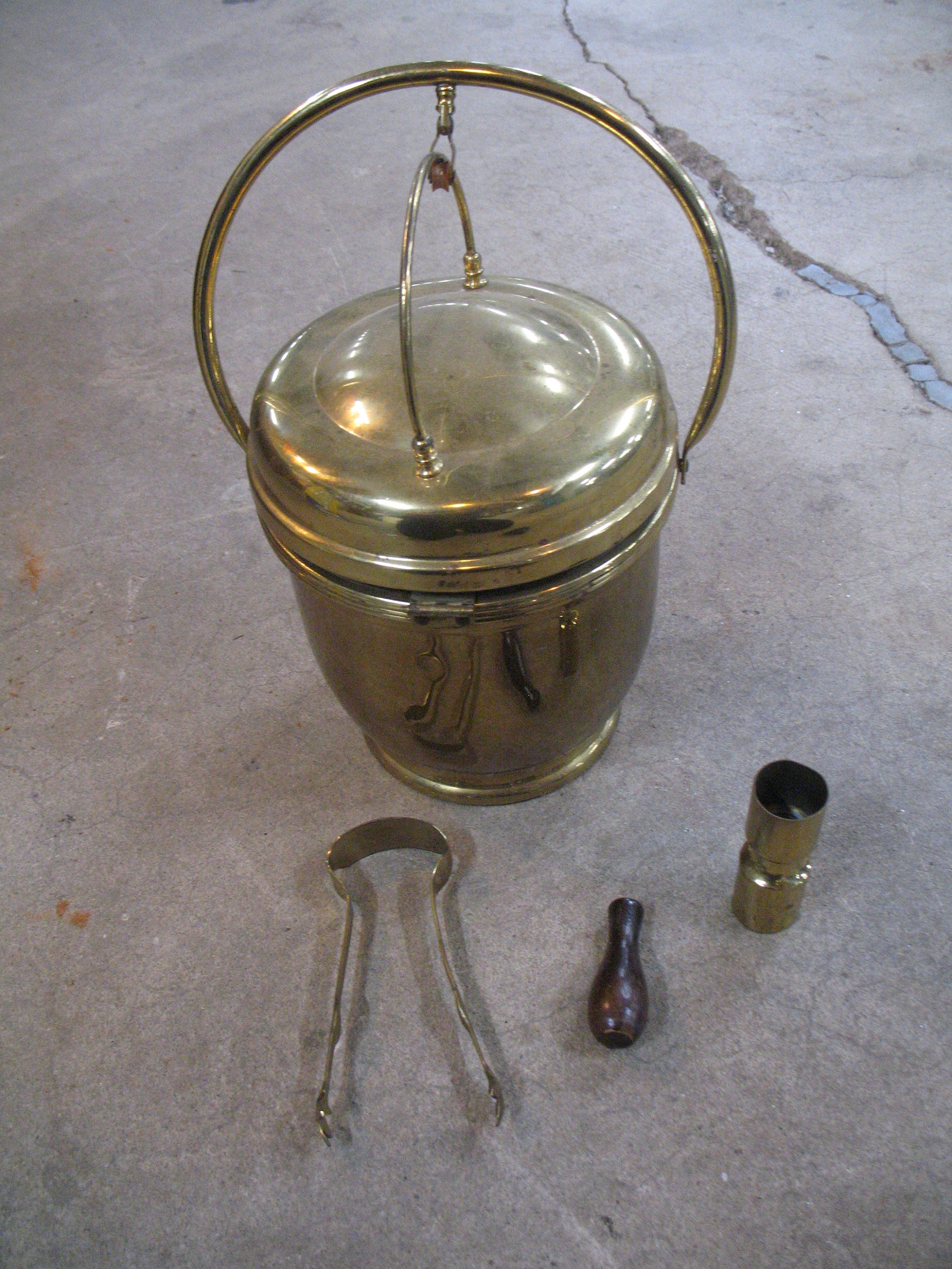 Vintage Brass Hinged Lid Ice Bucket with Mercury Glass Liner Etsy