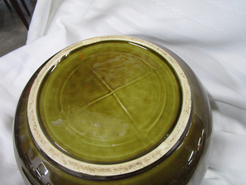 Vintage Olive Green Drip Glaze Mixing Serving Bowl Etsy