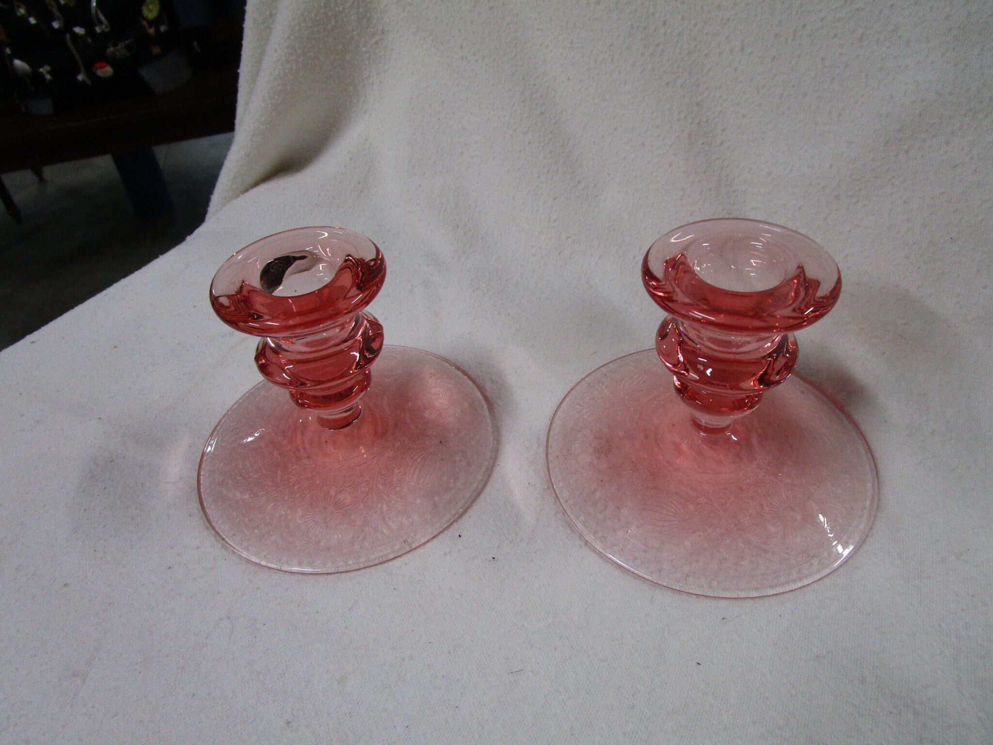 Purple Pink Depression Glass Bobeches For Candlesticks Glass