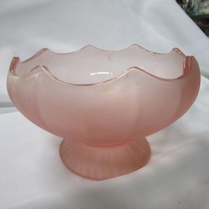 Vintage Federal Glass Frosted Pink Glass Pedestal Console Bowl