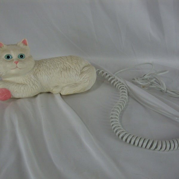 Vintage 1990's Kitty Fone Cat Shaped Molded Plastic Novelty Landline Phone *UNTESTED*