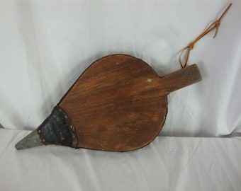 Vintage Wood and Leather Fireplace Hand Bellows