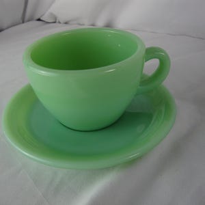 Vintage Fire King Jadeite G299/G295 Restaurant Teacup and Saucer Set