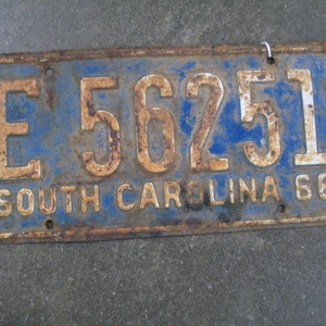 1966 South Carolina E 56251 Car Automobile License Plate