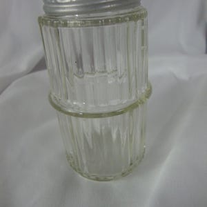 Vintage Hoosier Sellers Vertical Rib with Middle Raised Band Spice Jar Bottle with Metal Lid