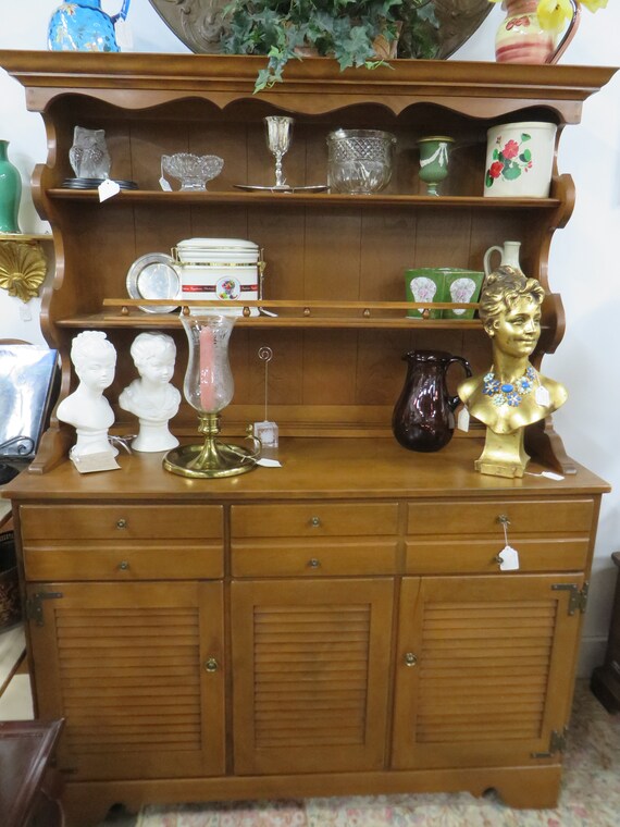 Vintage Ethan Allen Hutch With Shutter Doors Etsy