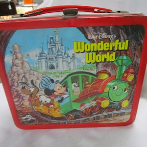 1980 Aladdin Brand Walt Disney&#39;s Wonderful World Metal Lunchbox - No Thermos