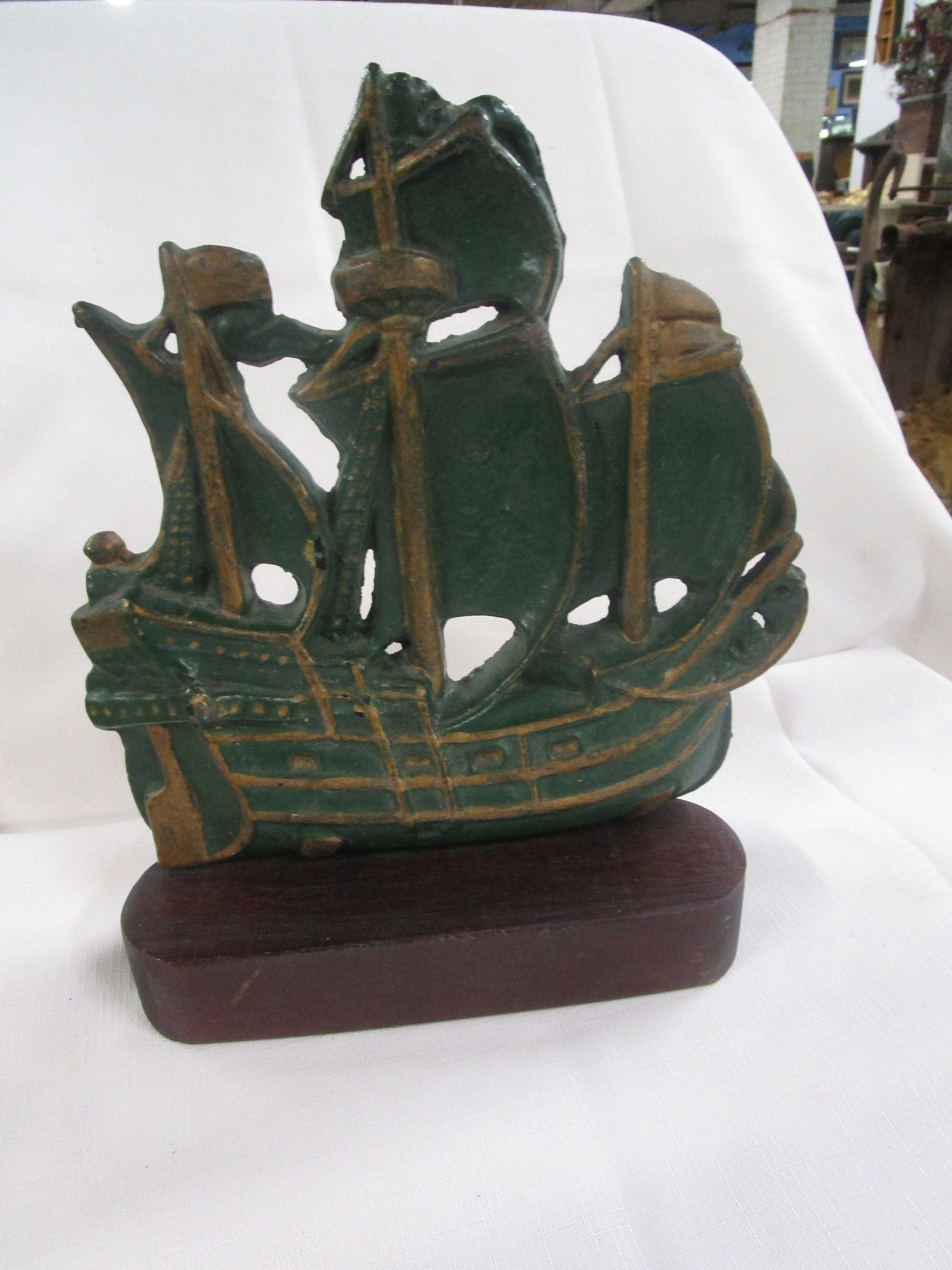 Vintage Cast Iron Sailing Ship Door Stop Etsy