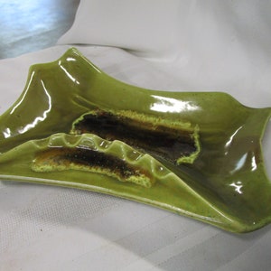 MCM California Pottery Avocado Green Speckled Cigarette Ashtray